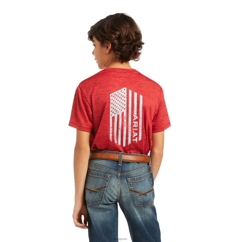 RJ66P3994 tee-shirt drapeau vertical chargeur Ariat vêtements scooter enfants