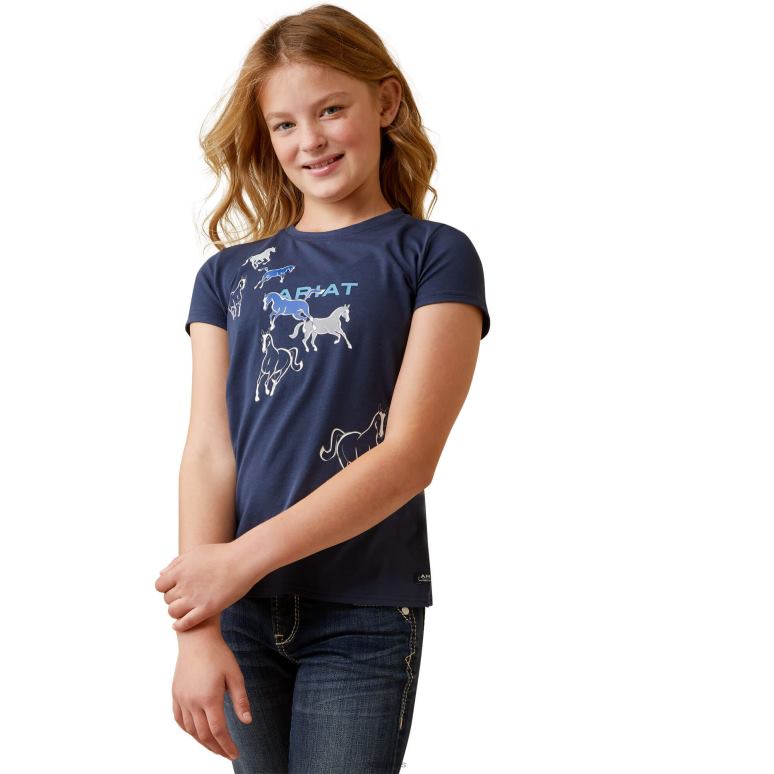 RJ66P3996 t-shirt gambader Ariat vêtements éclipse marine enfants