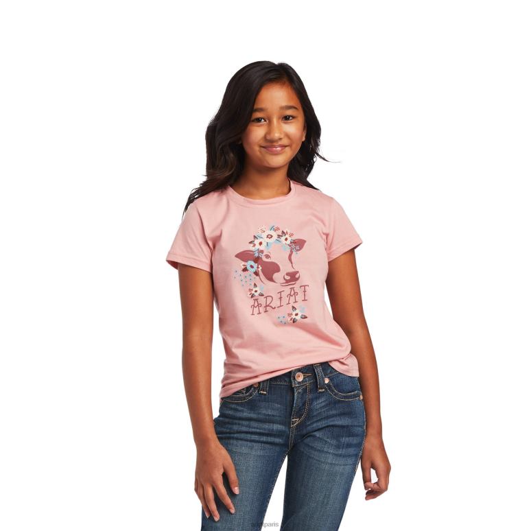 RJ66P4000 vrai tee-shirt moo-chacha Ariat vêtements rose de mariée enfants
