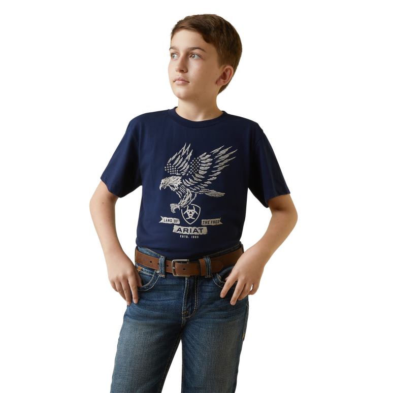RJ66P4003 t-shirt aigle combattant Ariat vêtements marine enfants