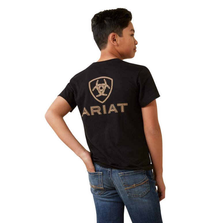RJ66P4004 t-shirt à point de bouclier Ariat vêtements noir enfants