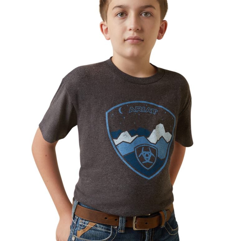 RJ66P4009 t-shirt logoscape Ariat vêtements bruyère au charbon de bois enfants