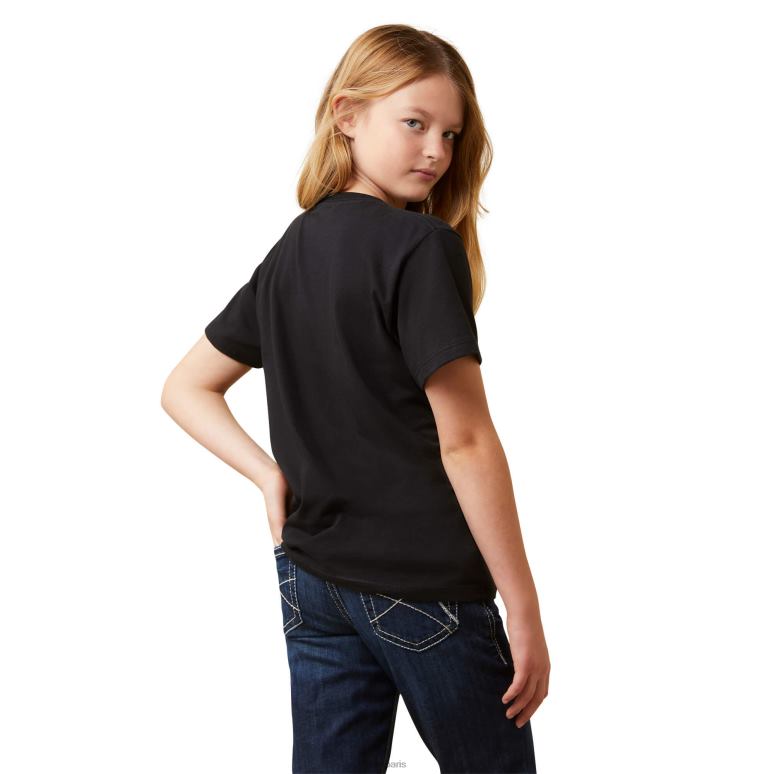 RJ66P4011 tee-shirt vintage rodéo à manches courtes Ariat vêtements noir enfants