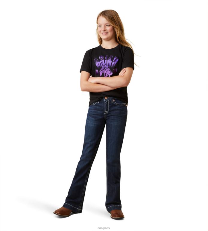 RJ66P4011 tee-shirt vintage rodéo à manches courtes Ariat vêtements noir enfants