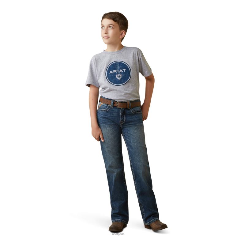 RJ66P4015 porté autour du t-shirt Ariat vêtements bruyère athlétique enfants