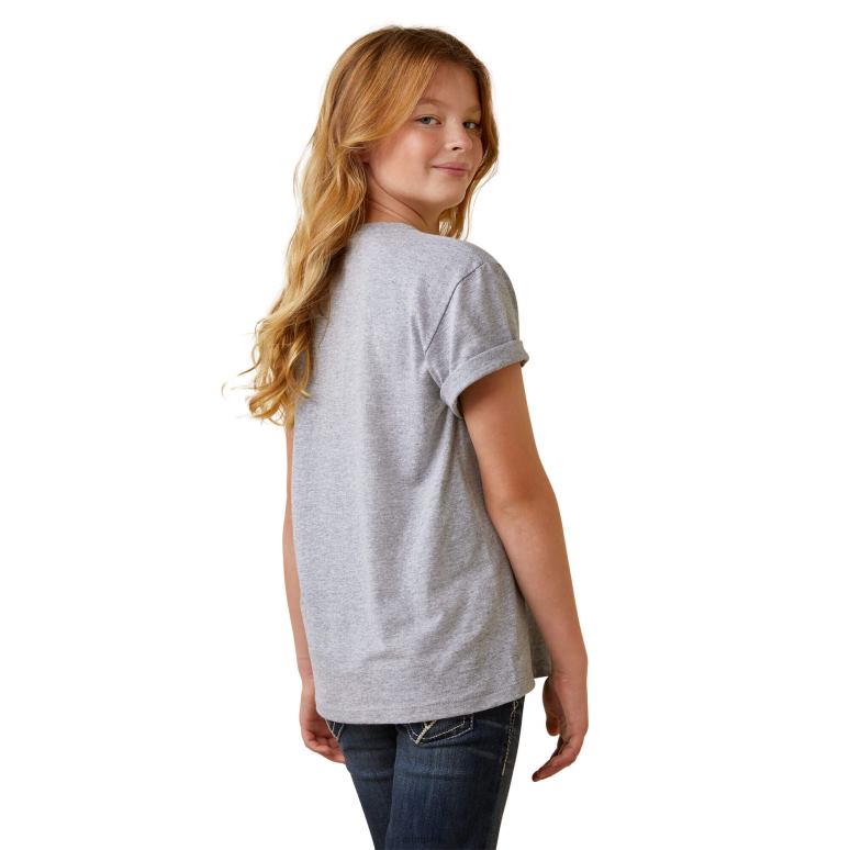 RJ66P4016 t-shirt à manches courtes avec coucher de soleil arc-en-ciel Ariat vêtements bruyère athlétique enfants