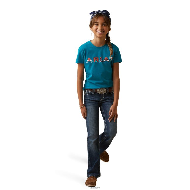 RJ66P4017 vrai tee-shirt kickin' de démarrage Ariat vêtements panache exotique enfants