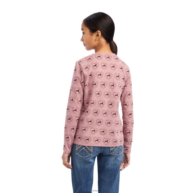 RJ66P4039 tellement j'aime le t-shirt Ariat vêtements imprimé demi-goutte rose nostalgie enfants