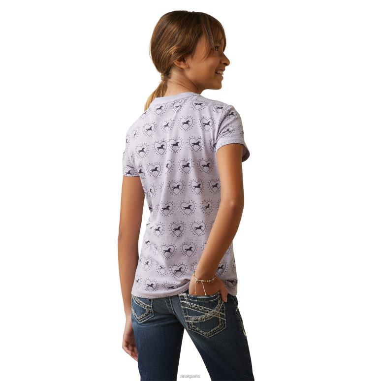 RJ66P4045 tellement j'aime le t-shirt Ariat vêtements demi-goutte gris chiné enfants