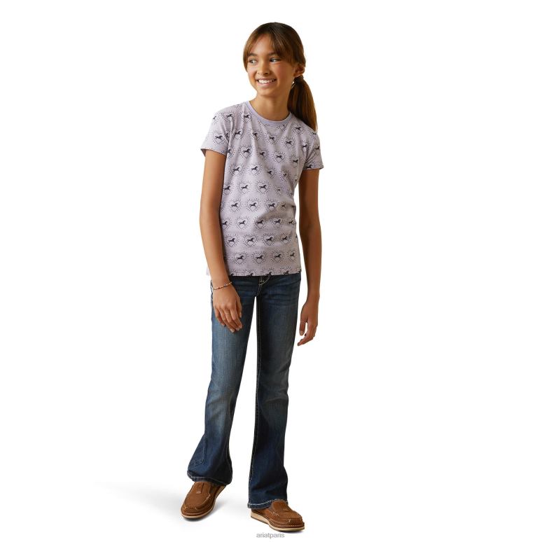 RJ66P4045 tellement j'aime le t-shirt Ariat vêtements demi-goutte gris chiné enfants