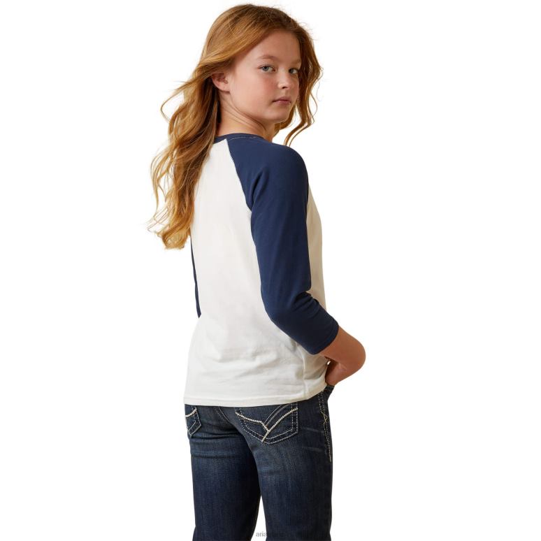 RJ66P4053 tee-shirt de buffle peint Ariat vêtements lait de coco/éclipse marine enfants
