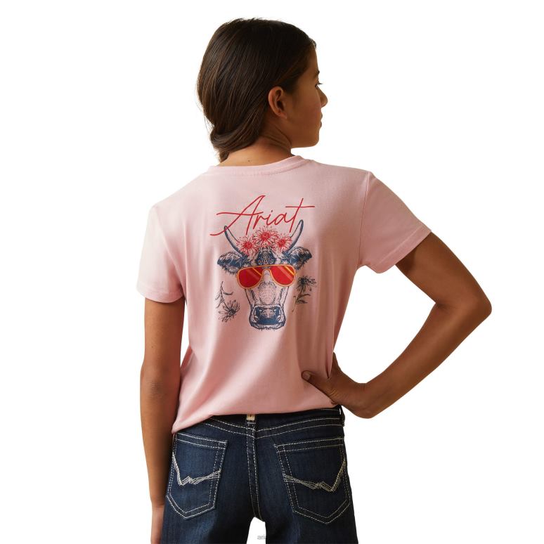 RJ66P4054 t-shirt de vache vraiment cool Ariat vêtements blush corail enfants