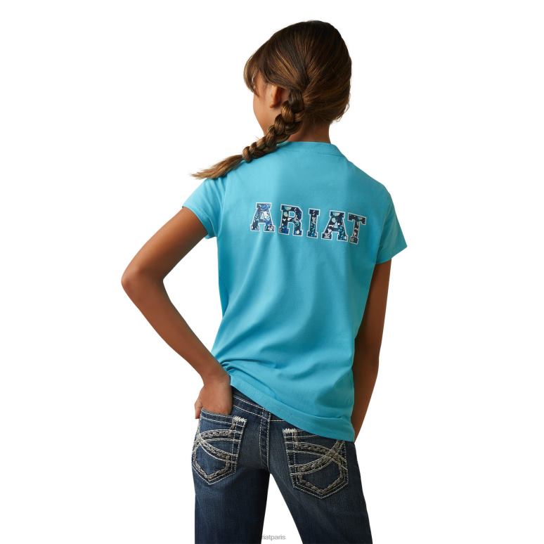 RJ66P4056 t-shirt camouflage universitaire Ariat vêtements bleu maui enfants