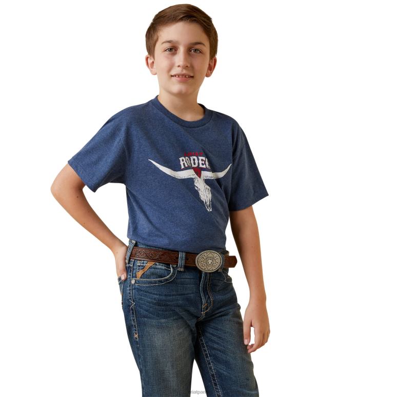 RJ66P4063 t-shirt crâne de rodéo Ariat vêtements chiné marine enfants