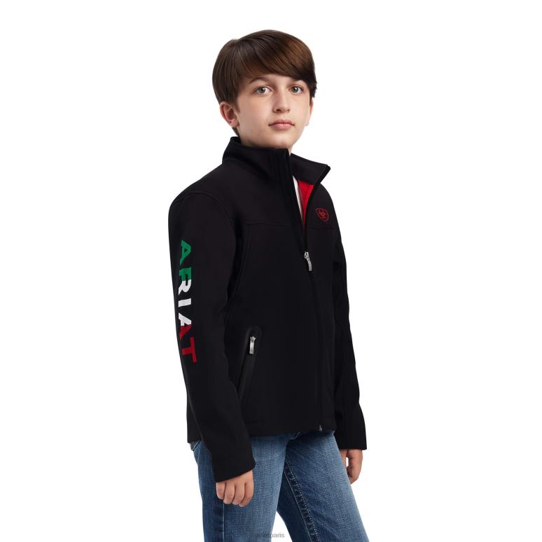 RJ66P4123 nouvelle veste de marque softshell équipe Ariat vêtements Mexique noir enfants