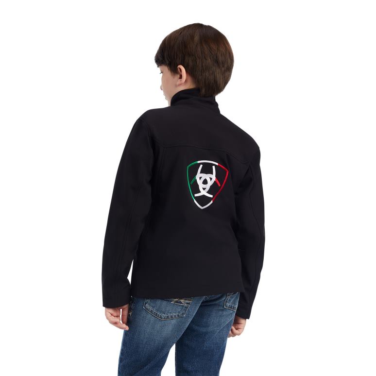 RJ66P4123 nouvelle veste de marque softshell équipe Ariat vêtements Mexique noir enfants