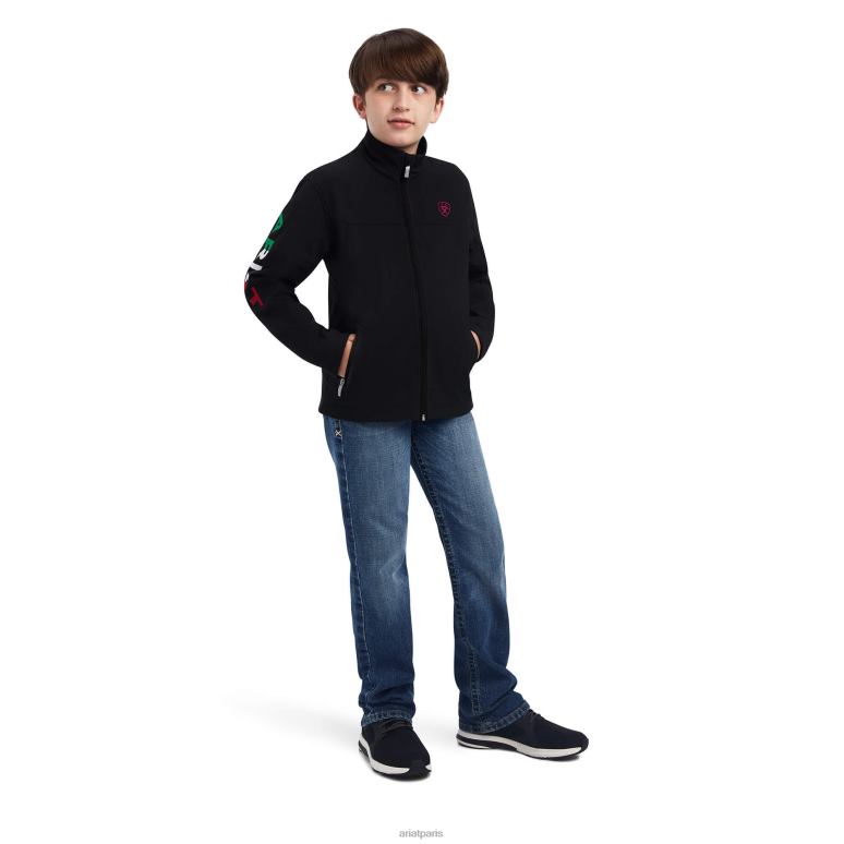 RJ66P4123 nouvelle veste de marque softshell équipe Ariat vêtements Mexique noir enfants