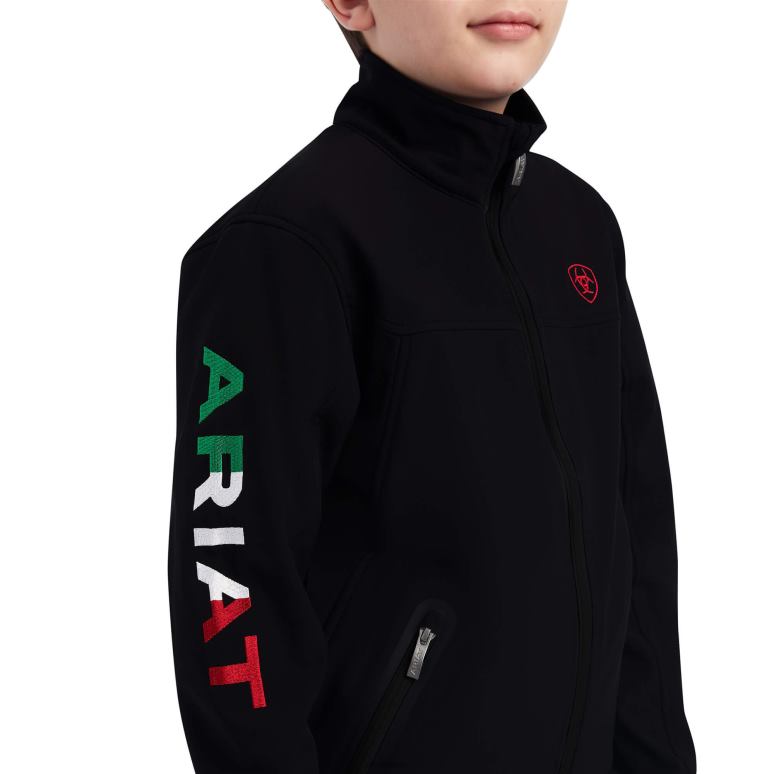 RJ66P4123 nouvelle veste de marque softshell équipe Ariat vêtements Mexique noir enfants