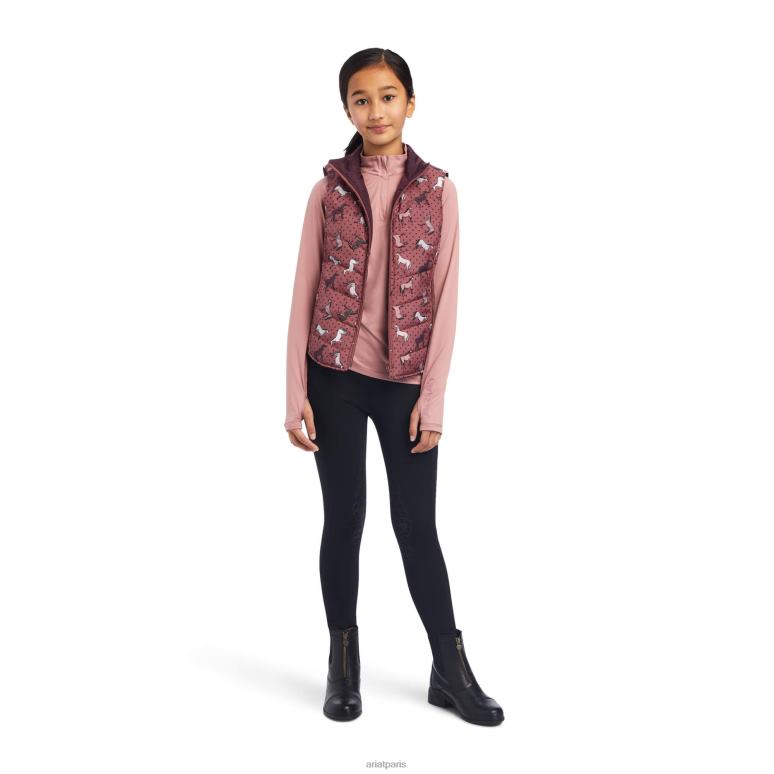 RJ66P4132 gilet isolé réversible bella Ariat vêtements poneys de gingembre sauvage/mûrier enfants