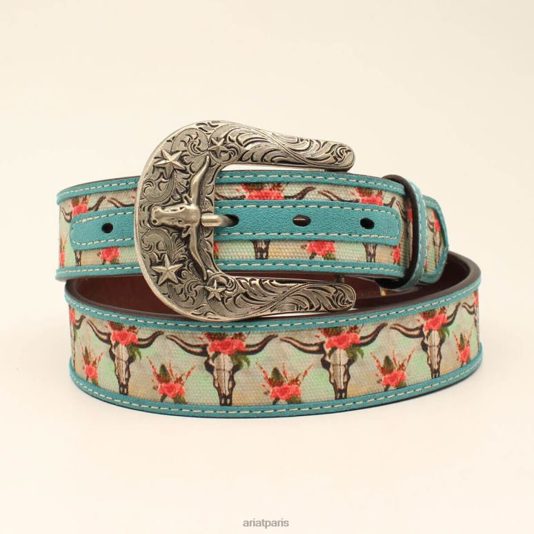 RJ66P3746 ceinture de crâne de croiseur Ariat accessoires turquoise femmes