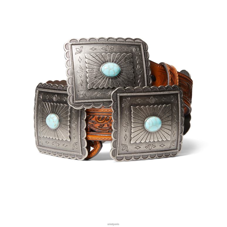 RJ66P3748 ceinture concho éclatée turquoise Ariat accessoires bronzer femmes
