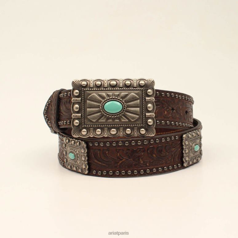 RJ66P3751 ceinture concho carrée Ariat accessoires brun femmes
