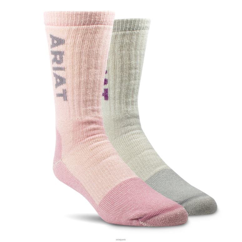 RJ66P3713 Lot de 2 paires de chaussettes de travail à embout en acier mélangées en laine mérinos d'épaisseur moyenne Ariat accessoires multi femmes
