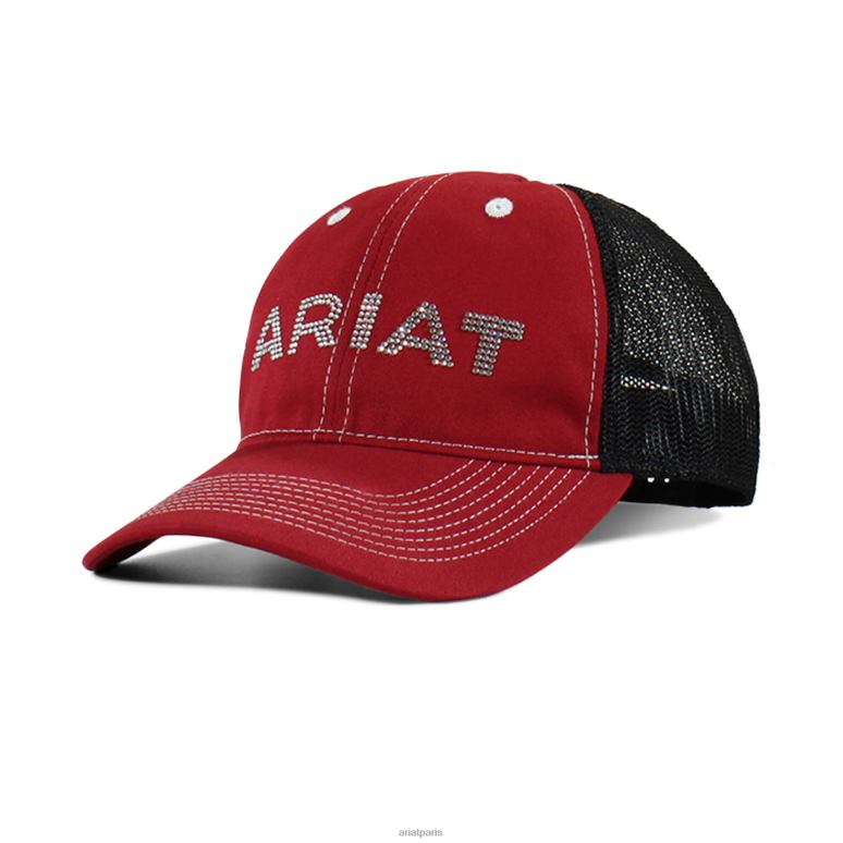 RJ66P3772 casquette à logo strassé Ariat accessoires rouge femmes