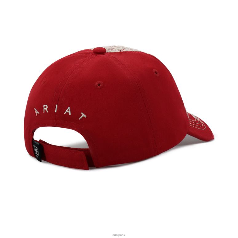 RJ66P3781 casquette avec logo du bouclier central Ariat accessoires rouge femmes