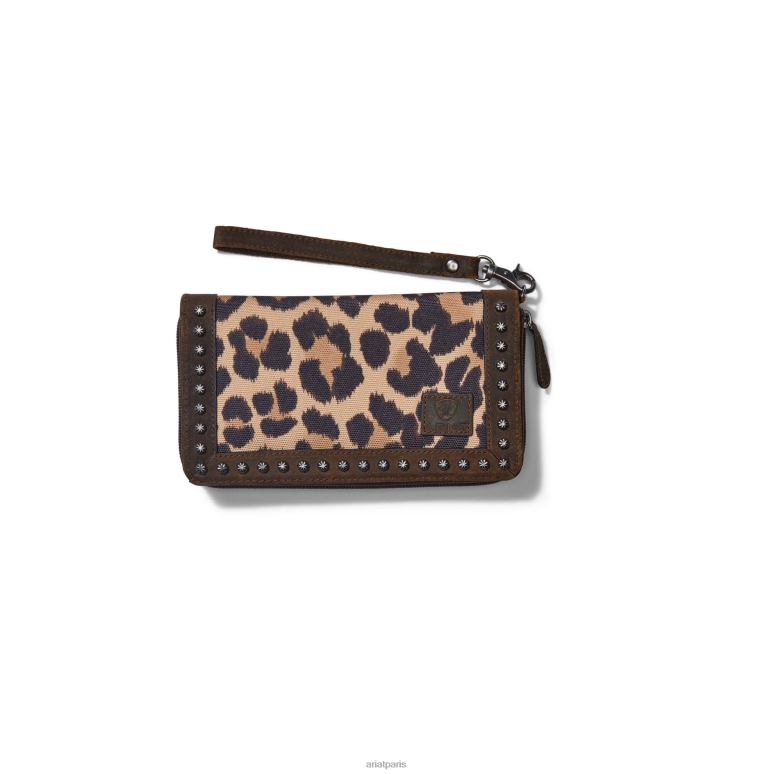 RJ66P3731 pochette portefeuille guépard Ariat accessoires brun femmes