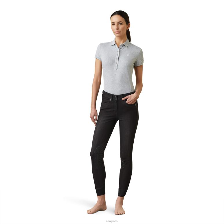 RJ66P2701 Pantalon d'équitation avec genouillère en denim Halo B Ariat bas rinçage noir femmes