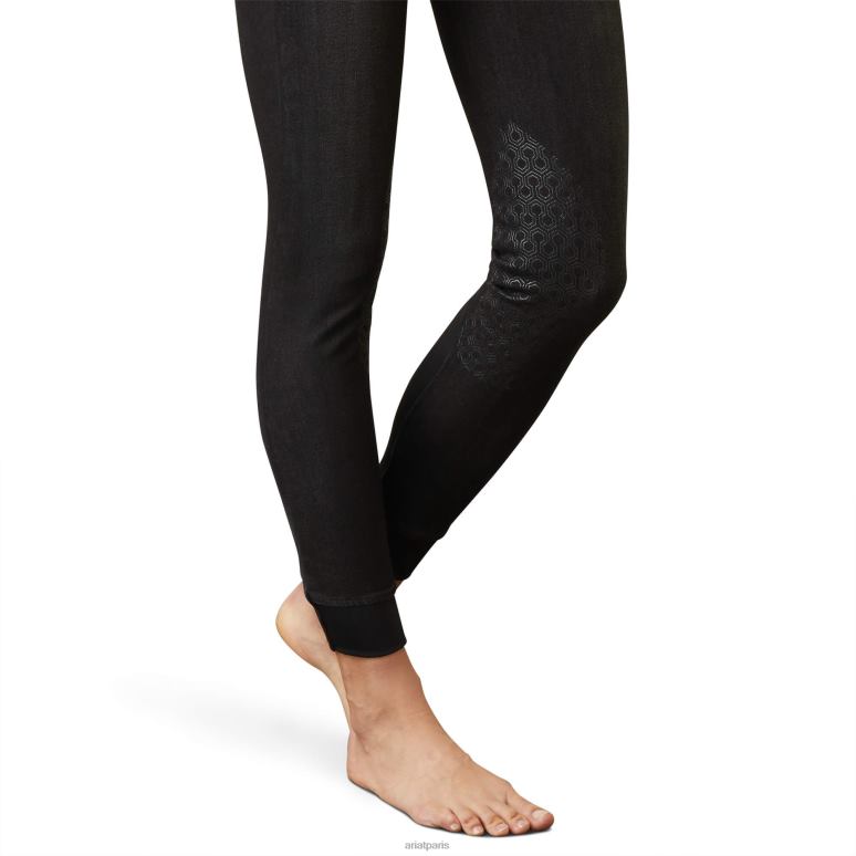 RJ66P2701 Pantalon d'équitation avec genouillère en denim Halo B Ariat bas rinçage noir femmes