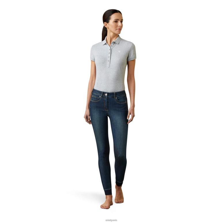 RJ66P2713 Pantalon d'équitation avec genouillère en denim Halo Ariat bas Marin femmes