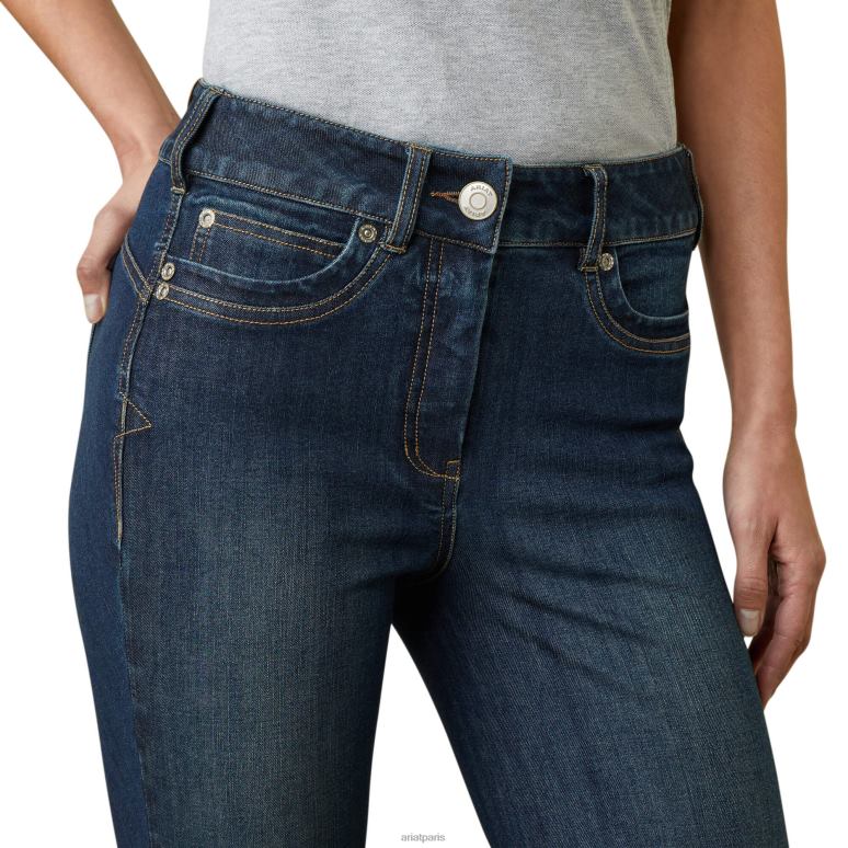 RJ66P2713 Pantalon d'équitation avec genouillère en denim Halo Ariat bas Marin femmes