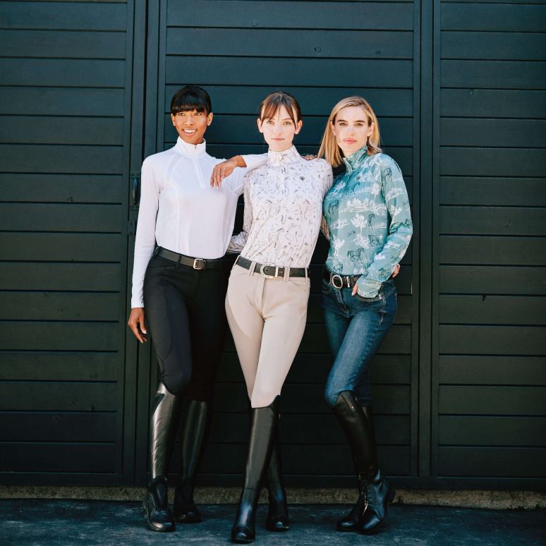 RJ66P2713 Pantalon d'équitation avec genouillère en denim Halo Ariat bas Marin femmes