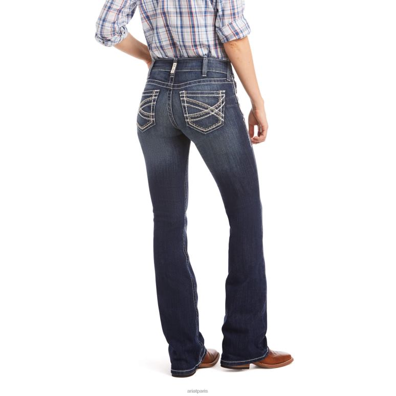 RJ66P2507 réel. Jean bootcut stretch entrelacé taille mi-haute Ariat bas Marin femmes
