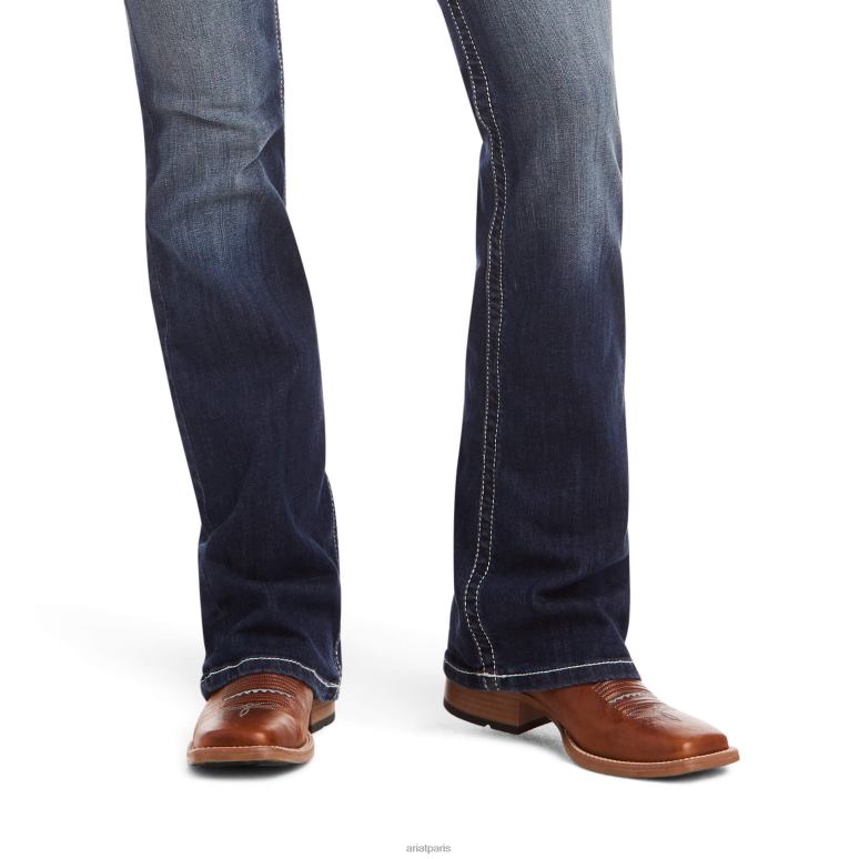 RJ66P2507 réel. Jean bootcut stretch entrelacé taille mi-haute Ariat bas Marin femmes