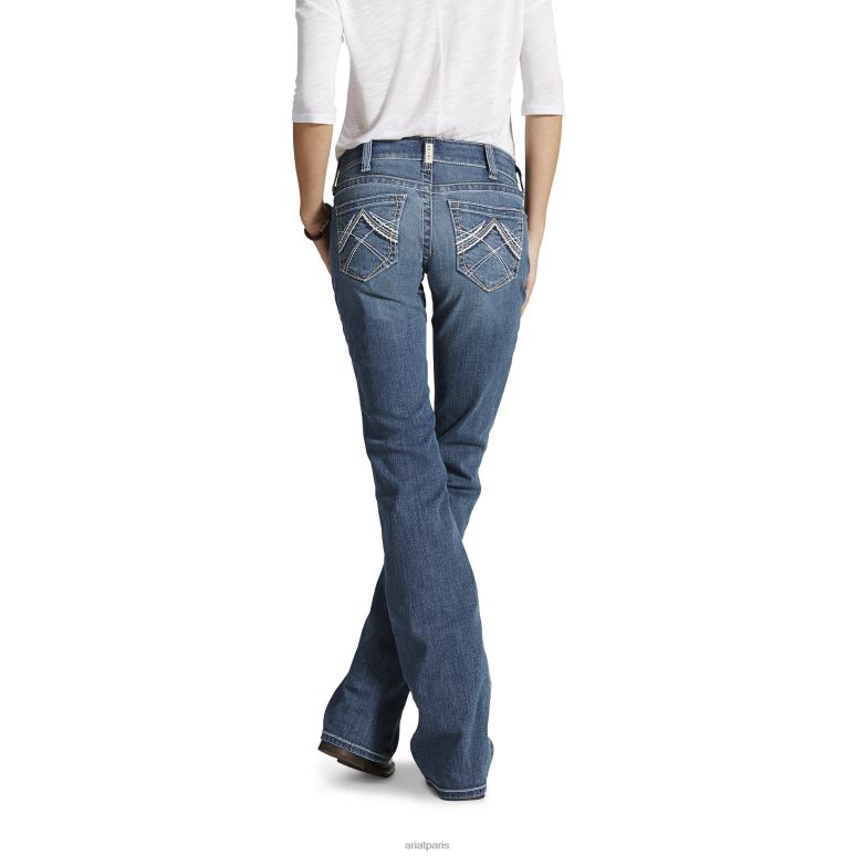 RJ66P2510 réel. Jean bootcut stretch taille mi-haute à point de surjet Ariat bas pluie torrentielle femmes