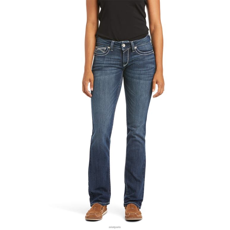 RJ66P2512 réel. Jean droit empilable ivy extensible à taille mi-haute Ariat bas Dresde femmes
