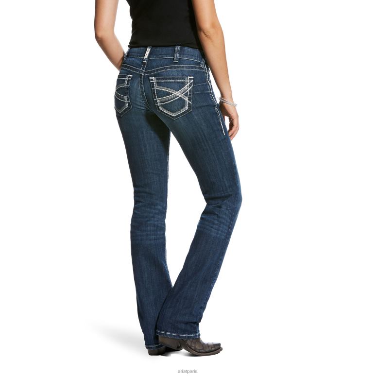 RJ66P2512 réel. Jean droit empilable ivy extensible à taille mi-haute Ariat bas Dresde femmes