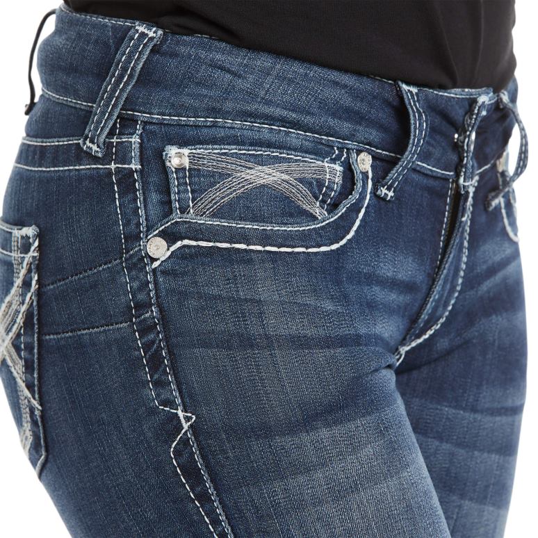 RJ66P2512 réel. Jean droit empilable ivy extensible à taille mi-haute Ariat bas Dresde femmes