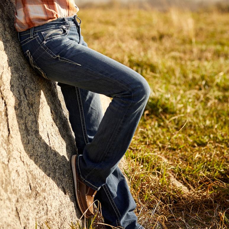 RJ66P2512 réel. Jean droit empilable ivy extensible à taille mi-haute Ariat bas Dresde femmes