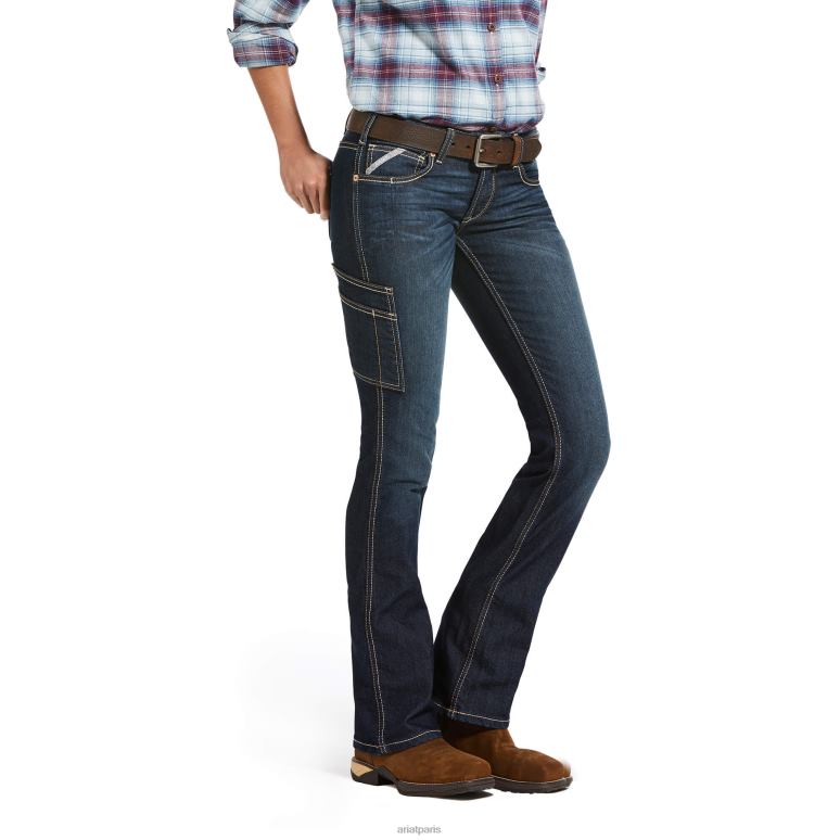 RJ66P2518 Jean bootcut à riveter Durastretch avec barres d'armature Ariat bas sanctifier femmes