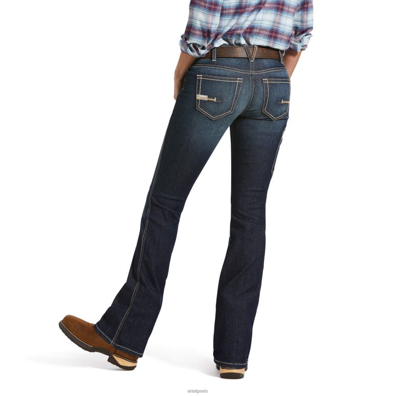 RJ66P2518 Jean bootcut à riveter Durastretch avec barres d'armature Ariat bas sanctifier femmes