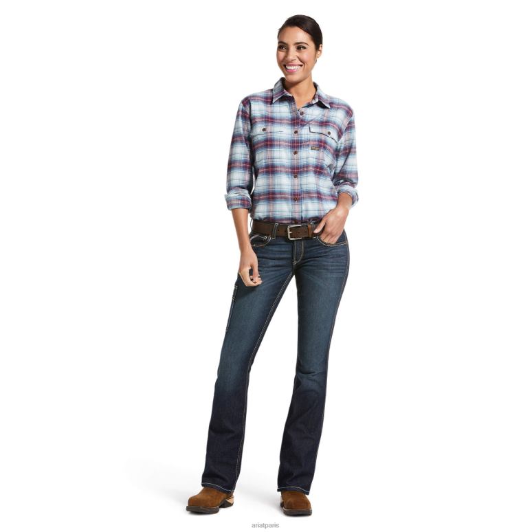 RJ66P2518 Jean bootcut à riveter Durastretch avec barres d'armature Ariat bas sanctifier femmes