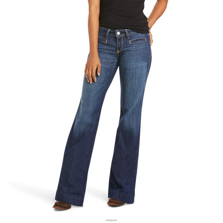 RJ66P2519 pantalon lucy stretch taille mi-haute, jean large Ariat bas pacifique femmes
