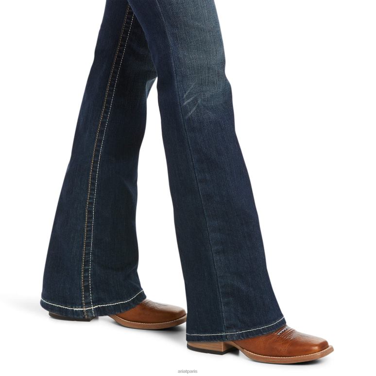RJ66P2522 réel. Jean bootcut stretch taille mi-haute à point de surjet Ariat bas océan femmes
