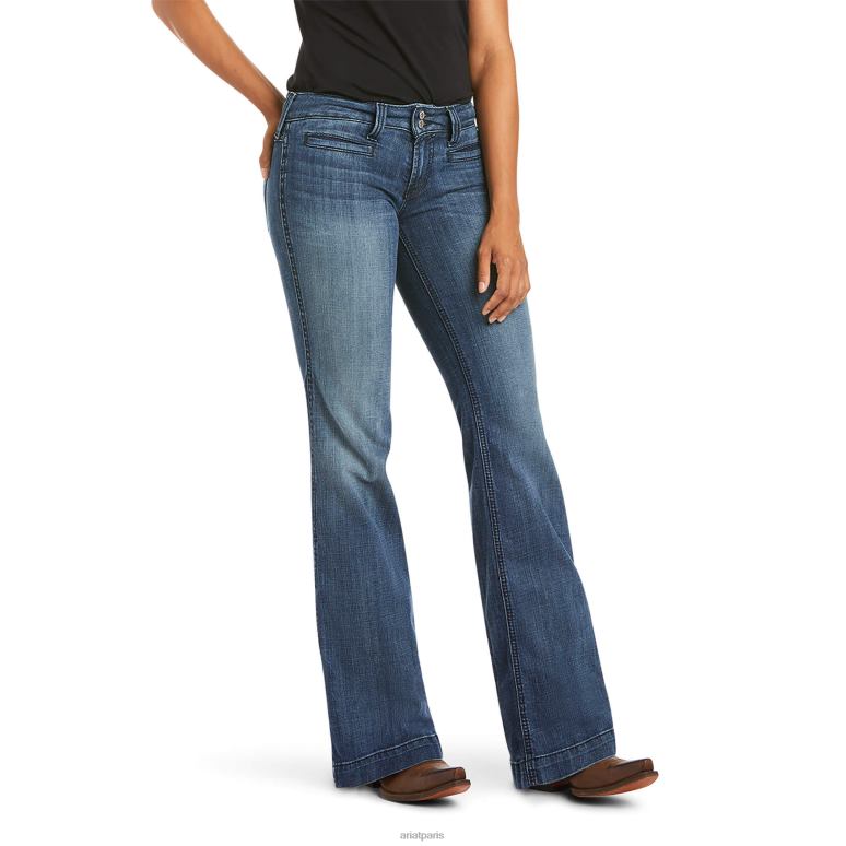 RJ66P2526 pantalon ella taille mi-haute, couture extérieure extensible, jambe large Ariat bas jacinthe des bois femmes