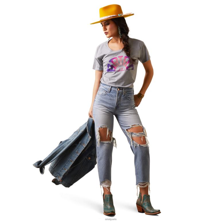 RJ66P2537 jean droit garçonne taille ultra haute Ariat bas Mykonos femmes