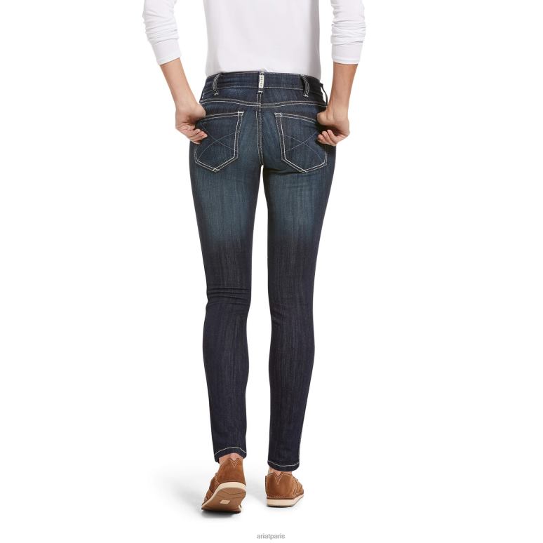 RJ66P2555 réel. Jean skinny Ella taille mi-haute avec coutures extérieures extensibles Ariat bas céleste femmes